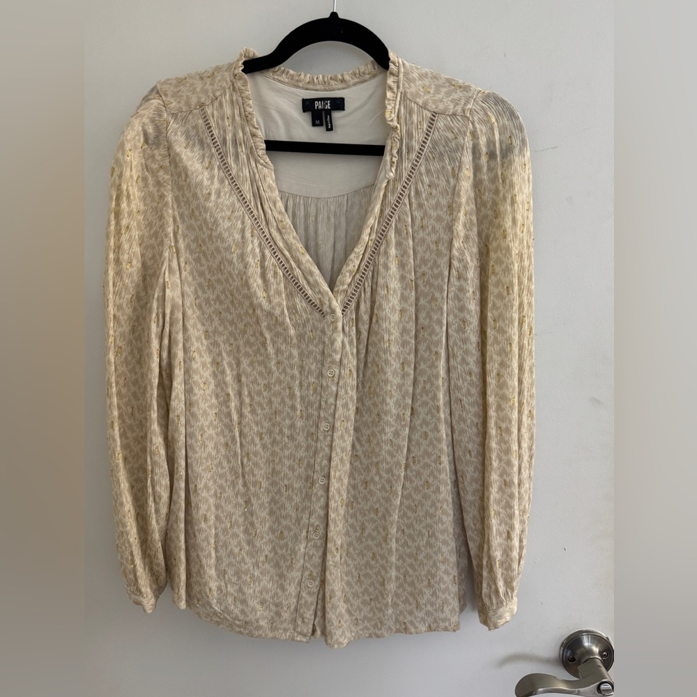 PAIGE Light Cream Blouse with Subtle Pattern